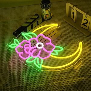 Flower Moon Letreros Neon LED indoor hanging ambient light shop <b>sign</b> wall decoration light entrance indicator light 5V 12V - Product Image 6