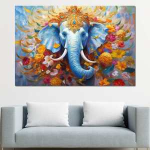 Trang trí nội thất Hindu thần Tôn Giáo tường nghệ thuật Áp phích bức tranh vải Ganesha hình ảnh in hình ảnh nổi Khung tranh - Product Image 1