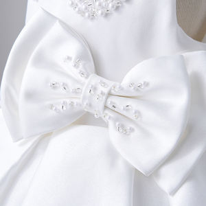 Yoliyolei CF1023公主裙可爱缎面蝴蝶结女孩珍珠彼得潘领婚礼派对儿童生日派对礼服 - Product Image 6