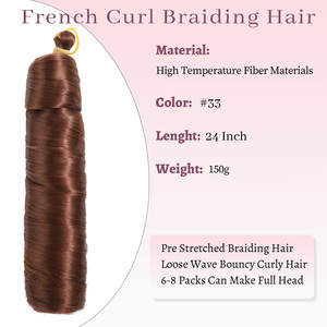 Venta al por mayor <span class=keywords><strong>de</strong></span> <span class=keywords><strong>cabello</strong></span> rizado francés <span class=keywords><strong>de</strong></span> 24 pulgadas y 150 g, MOQ 3, <span class=keywords><strong>cabello</strong></span> preestirado para <span class=keywords><strong>trenzas</strong></span>, <span class=keywords><strong>cabello</strong></span> rizado suelto y ondulado para peinados <span class=keywords><strong>de</strong></span> ganchillo. - Product Image 2