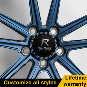 Ruedas forjadas RimRage de 17-26 pulgadas, azul brillante, llantas de aleación cóncavas profundas de <span class=keywords><strong>10</strong></span> radios para BMW M3 M4 Tesla Model 3, coches de rendimiento de lujo - Product Image 2