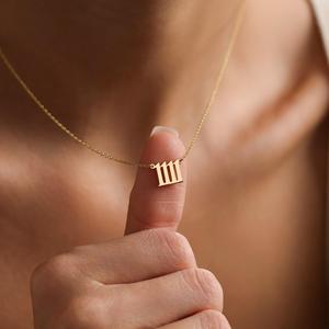 Collar con Número de Ángel 11:11 en Oro de 18k, Colgante con Número de Ángel <span class=keywords><strong>1111</strong></span>, Collar con Número de la Suerte, Regalo para Ella - Product Image 5