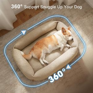 Cama Moderna para Perros de Diseño Nuevo, Cama de Lujo para Mascotas de Tela de Lana Bouclé con Asa de PU - Product Image 5