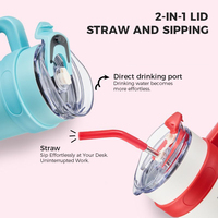 Gobelet isotherme en acier inoxydable de 40 oz avec poignée, couvercle et paille