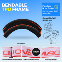Lunettes de ski BAOLIDEN JR019-A pour grandes têtes, taille XL, avec protection UV, lentilles cylindriques de haute qualité, pour l'extérieur
