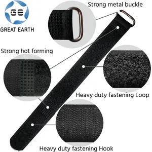 Hook And Loop Custom Nylon Tie Down Flat Buckle Strap Cargo Packing Nylon Cable Zip Ties With Metal Oval Buckle