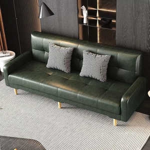 Canapé-lit pliable en cuir à double usage pour balcon, petit appartement, salon, multifonctionnel pour salon de beauté, bureau, style décontracté - Product Image 4