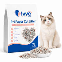 Litière pour chat en papier testé PH 7L, litière pour chat en papier recyclé biodégradable, forte absorption, contrôle des odeurs, non collante, sable pour chat