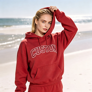 Sweat-shirt à capuche décontracté surdimensionné pour femme, à épaules tombantes, en polaire confortable, style <span class=keywords><strong>Trapstar</strong></span>, broderie personnalisée OEM - Product Image 2