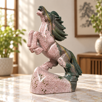 Sculpture de cheval en jaspe océanique, cristal poli, figurine décorative en pierre pour la maison, le bureau, la collection ou comme cadeau