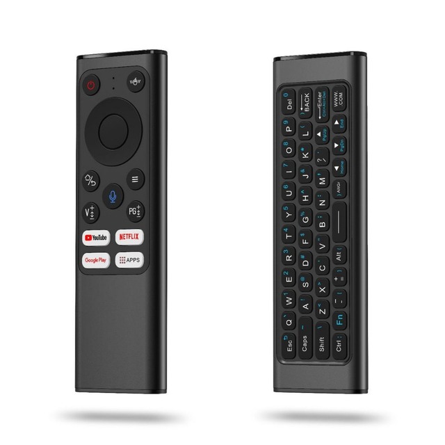 2.4G Air Mouse Wireless Remote Control Gyro Voice QWERTY Backlit Dual Sided Keyboard Remote for Android TV Box Smart TV Mini PC