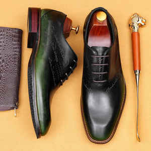 Chaussures en cuir pour hommes de qualité luxueuse, style italien, formelles, à enfiler, Oxford, fabriquées à la main, brodées, camouflage, toutes saisons - Product Image 2