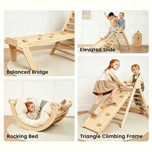 ชุดโครงปีนป่ายไม้สำหรับเด็กเล็ก แรงบันดาลใจจากโรงเรียนมอนเตสซอรี่ รุ่น Pickler Triangle สำหรับเด็กวัยเตาะแตะ ใช้ในโรงเรียนอนุบาลและสนามเด็กเล่น - Product Image 4