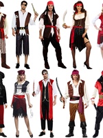 Halloween-Kostüm für Männer Frauen Sexy Piraten Karibik TV-Charakter inspiriert Adult Masquerade Performance-Kleid mit Umhang
