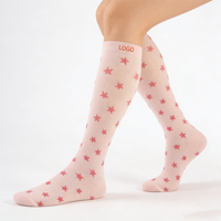 Chaussettes de compression montantes confortables et douces OEM 2026, 15-20 mmHg, avec logo personnalisé, en jacquard, pour femmes
