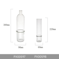 Vase à fleurs en verre borosilicate haut de gamme, cylindrique et fin, à nervures verticales, transparent, pour une seule tige, décoration moderne pour table et maison