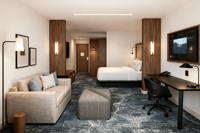 Meubles de hôtel Fairfield by Marriott : canapé, table, chaise