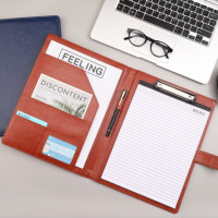 Carpeta Cuaderno Archivo de bolsillo Organizador de negocios A4 PU Carpeta de cartera de cuero Logotipo personalizado Carpeta de archivos de oficina