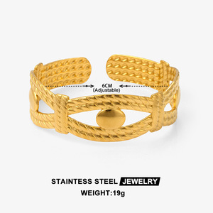 New Arrival 18K Gold Plated Statement Flower Bracelets Stainless Steel Chunky Flower Cuff <b>Bangle</b> for Women - Product Image 5