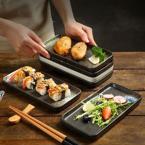 Japanese <b>Ceramic</b> Rectangle <b>Plate</b> Flat Sushi <b>Plate</b> Restaurant Tableware Home Snack Side Dish <b>Plate</b> - Product Image 1