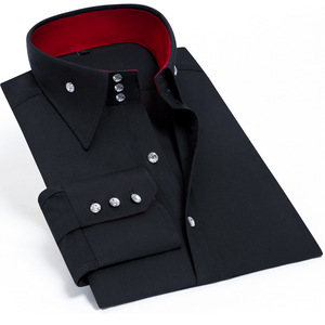 Camicia da <span class=keywords><strong>Uomo</strong></span> a Maniche Lunghe con Bottoni in Cristallo, Nuova Collezione Primavera-Autunno, Elasticizzata, di Alta Qualità, Business Casual, <span class=keywords><strong>Slim</strong></span> <span class=keywords><strong>Fit</strong></span>, Alla Moda - Product Image 3