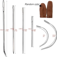 Kit de Costura de Acero Inoxidable de Alta Resistencia - Agujas Curvas para Sacos, Dedales para Reparación de Cuero, Tapicería, Alfombras/Lona