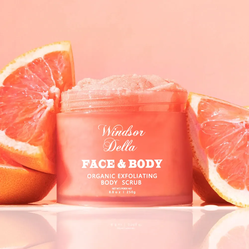 Private Label Best Verkopende Huid Whitening Exfoliërende Grapefruit Suiker Body Scrub Voor Spa Shop Groothandel