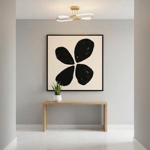 Peinture florale minimaliste noire neutre, peinture à l'huile peinte à la main sur toile texturée, grande œuvre d'art esthétique, décoration murale - Product Image 5