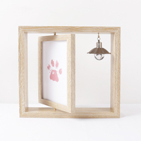 Cadre photo commémoratif moderne en bois de pin avec empreintes de pattes d'animaux personnalisées (chien et chat), étanche, pour présentation sur table