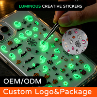 Autocollants d'art pour ongles d'Halloween personnalisés OEM ODM, non toxiques, motifs gothiques rose et noir, paillettes, cœur, croix, étoile, papillon, toile d'araignée, chauve-souris