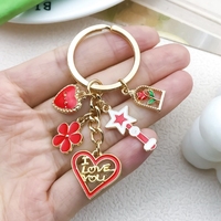 Baguette magique en alliage dégoulinant d'huile, pendentif d'amour fleur coeur, porte-clés, pendentif décoratif sac rouge Saint Valentin