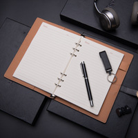 Coffret cadeau exquis, boucle ronde, livre à feuilles mobiles, stylo de signature, clé Usb 3 en 1, ensemble de cadeaux d'entreprise promotionnels de luxe