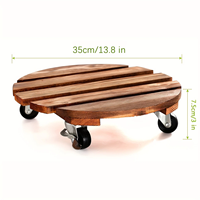 Support de plante roulant robuste avec roues de caddie de plantes en bois grands pots de fleurs intérieurs/extérieurs et jardinières roulettes verrouillables en métal