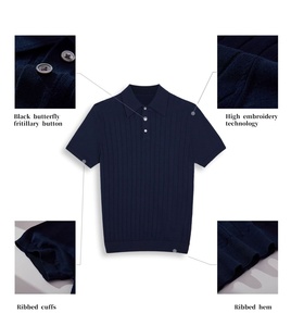 2024 nuevo Polo italiano Polo camisa de hombre americano Retro Casual de manga corta con solapa de punto Pit Stripe camiseta - Product Image 6