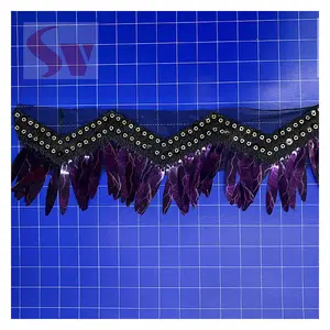 Vente en gros de paillettes violettes glands <span class=keywords><strong>filet</strong></span> frange dentelle pour habillage/textile à la maison/sacs à main/rideaux - Product Image 1