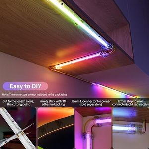 Tira de Luz LED Flexible Cortable de 12 mm, DC 24V, COB RGB WS2811, IP20, 720 LED, Cuerpo de Cobre FPC, Control Inteligente, Compatible con Alexa y <span class=keywords><strong>Home</strong></span> Assistant - Product Image 3
