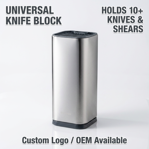 Universeller Messerblock aus Edelstahl in Silber für 10 Messer Aufbewahrungsregal mit Scherenhalter Rostfrei Umweltfreundlich Individuelles Logo OEM - Product Image 1