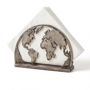 Servilletero de Metal con Diseño de Mapa del Mundo y Continentes, Texturizado, para Cocina y Comedor, Venta al por Mayor - Product Image 1