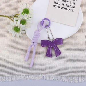PU Leather Key Chain Exquisite Bowknot Design High Quality Stainless Steel <b>Keyring</b> New Fashionable Backpack Decoration - Product Image 5