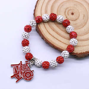Wholesale Fancy Red and <strong>White</strong> Crystal Ball Beaded HEROINES of JERICHO Charm Making Masonic HOJ Lady Jewelry Elastic <strong>Bracelet</strong> - Product Image 5