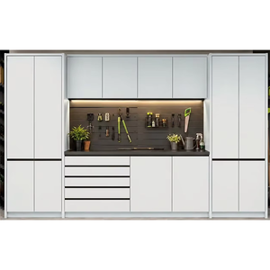Mueble de Almacenamiento Modular Moderno de MDF con Puertas de OSB y Luces LED, Mueble de Pared de Lujo para Sala de Estar o Villa - Product Image 5