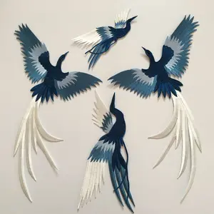 oiseau 3d applique Suppliers-Lai — paillettes et strass à perles en tissu, bricolage, broderie, applique broderie, vêtements en tissu, oiseau bleu, phoenix, pour fête