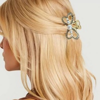 Pince à cheveux demi-épinglée pour femme, style européen et américain, en alliage de zinc avec incrustation de perles, petite pince à franges, épingle à cheveux exquise en perles