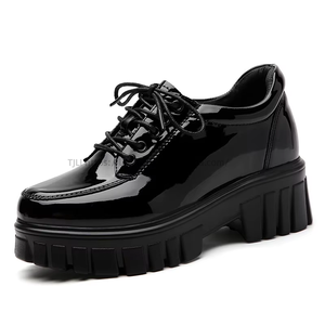 Zapatos de Mujer con Suela Gruesa, Estilo Coreano, Versátiles, de Piel, con Suela Gruesa, Estilo Británico, a la Moda, Primavera - Product Image 5