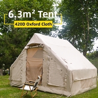 Tente de camping gonflable ultralégère pour 3-4 personnes, toutes saisons, imperméable, coupe-vent, protection UV, installation facile, randonnée en famille