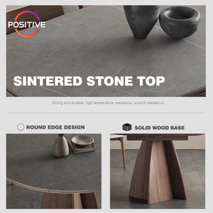 Mesa de comedor redonda extensible moderna de gama alta pequeña mesa de comedor de piedra sinterizada de madera maciza multifuncional para el hogar - Product Image 3