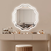Miroir intelligent rond en verre avec éclairage LED, design floral, grand format, miroir autoportant Art Déco, 40-120 cm