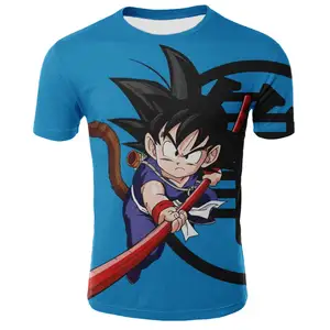 3D Goku grafik Anime T-Shirt yeni sıcak satış moda rahat sentetik baskı kısa kollu Boy Kid için Manga üst giyim