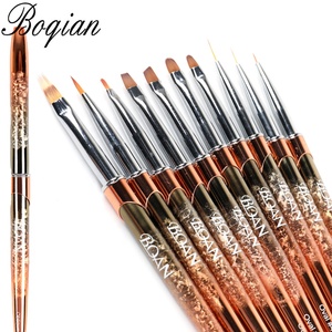 <span class=keywords><strong>BQAN</strong></span>-Juego de pinceles para uñas, pelo sintético ovalado con mango de metal dorado y rosa, nuevo, 2021 - Product Image 2