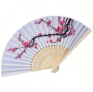 Elegante Abanico Plegable de Bambú Blanco, Portátil, Tradicional, Personalizado para Promociones Escolares, Bodas, Halloween, Amor Chino - Product Image 1